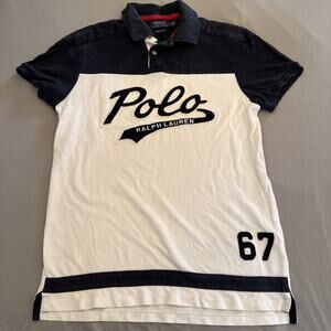 Polo Ralph Lauren Shirt Mens Sz M Multicolor 67 Spellout Emblem Preppy Slim